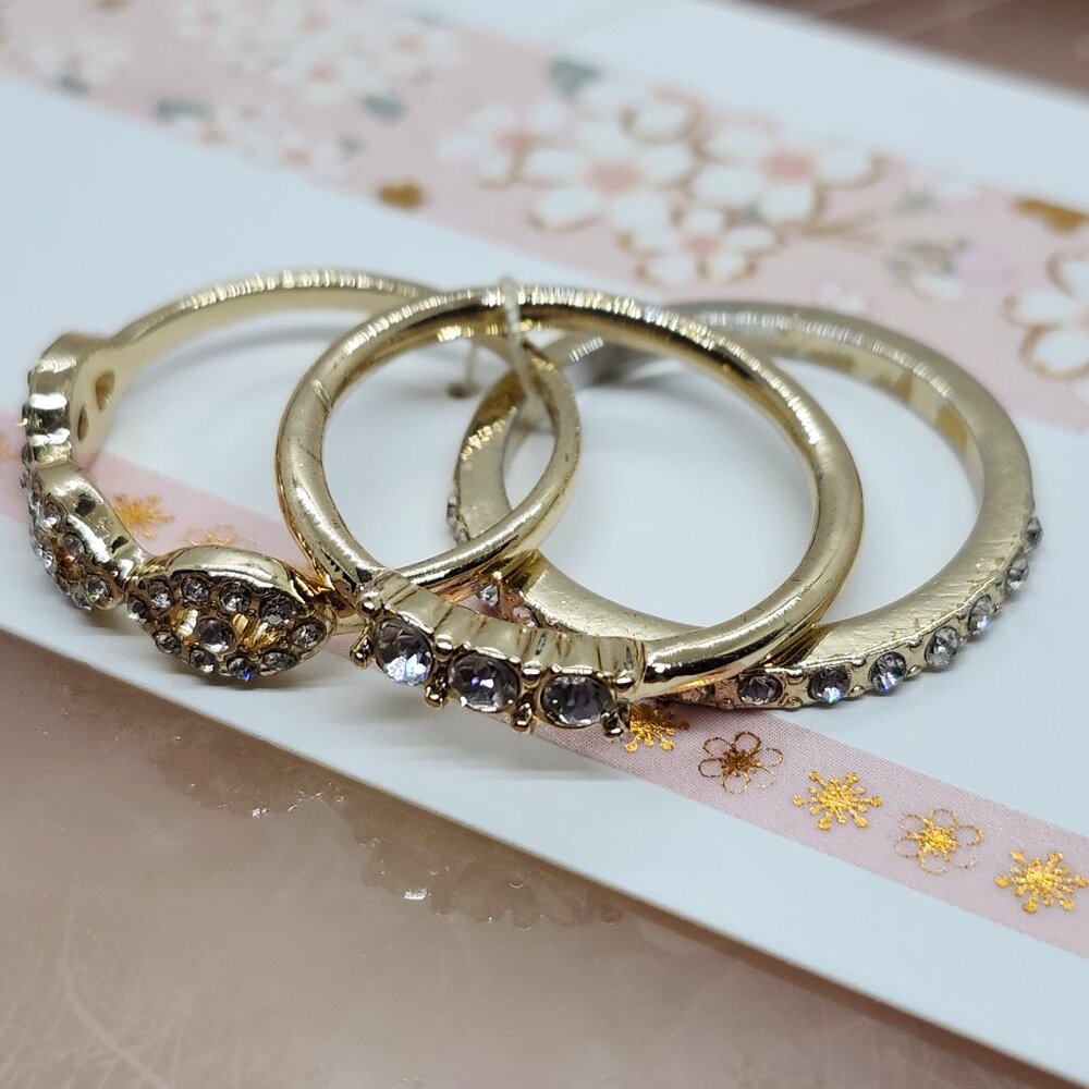 Torrid Gold-Tone Stack Rings with Clear Crystal Accents (Size 8)